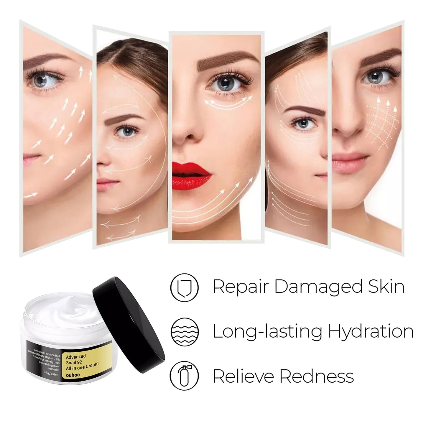 OUHOE Snail Serum Face Cream Repair Essence Moisturizer Face