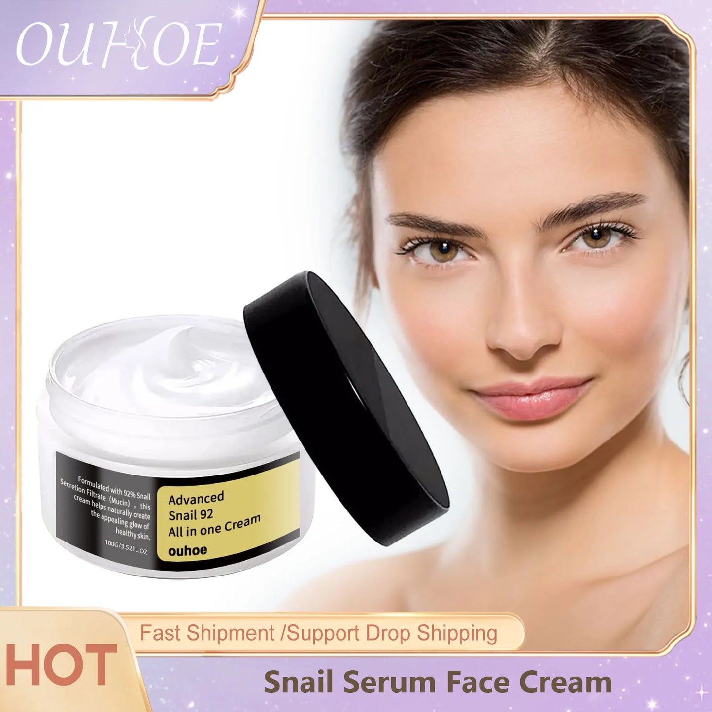 OUHOE Snail Serum Face Cream Repair Essence Moisturizer Face