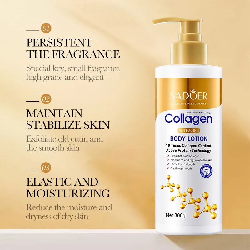 SADOER Collagen Body Lotion 300g Moisturizing and Anti-aging and Whitening Body Cream